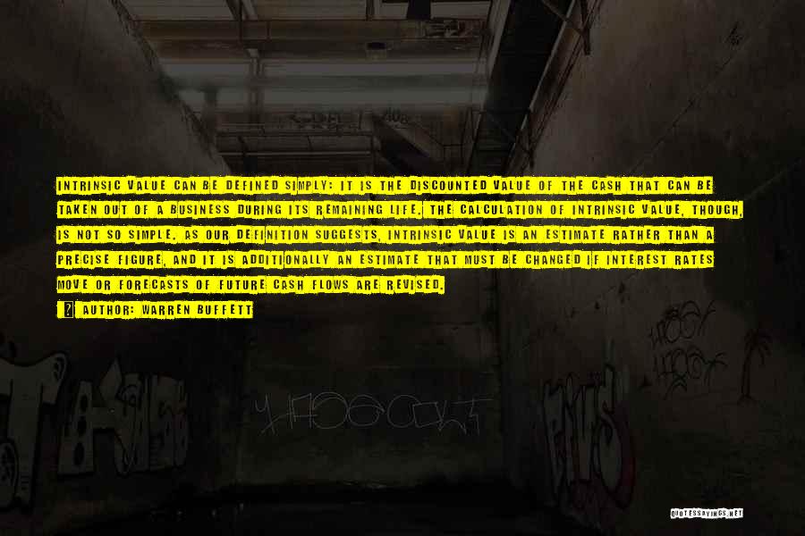 Warren Buffett Quotes: Intrinsic Value Can Be Defined Simply: It Is The Discounted Value Of The Cash That Can Be Taken Out Of