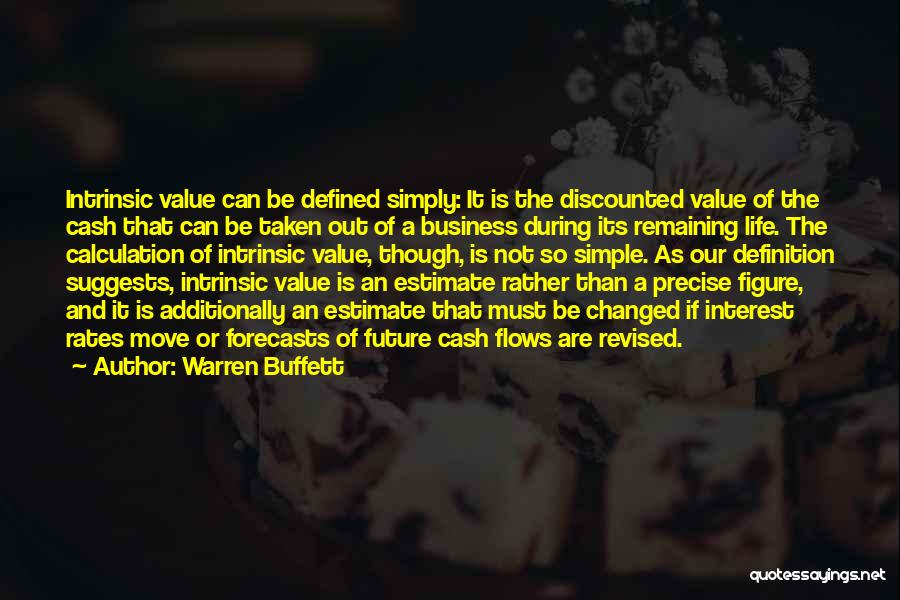 Warren Buffett Quotes: Intrinsic Value Can Be Defined Simply: It Is The Discounted Value Of The Cash That Can Be Taken Out Of