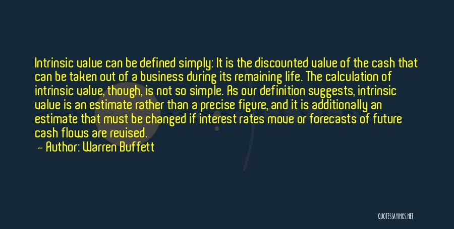 Warren Buffett Quotes: Intrinsic Value Can Be Defined Simply: It Is The Discounted Value Of The Cash That Can Be Taken Out Of