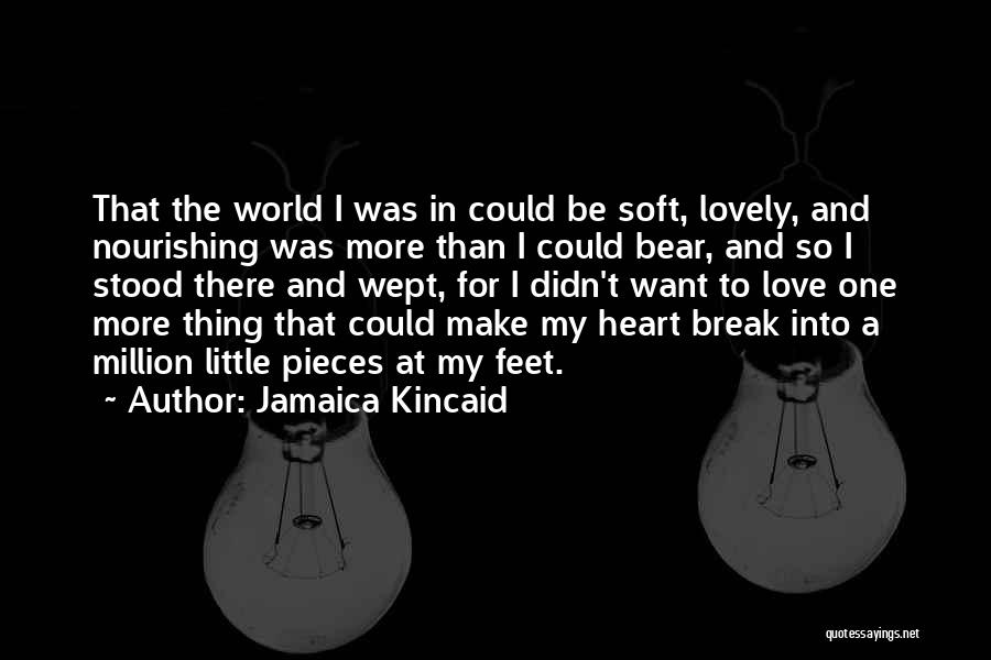 Jamaica Kincaid Quotes: That The World I Was In Could Be Soft, Lovely, And Nourishing Was More Than I Could Bear, And So