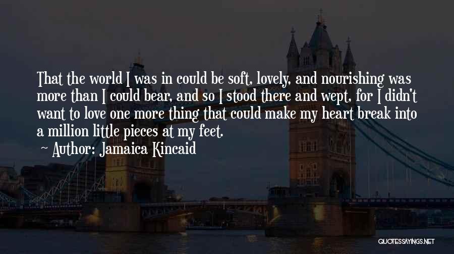 Jamaica Kincaid Quotes: That The World I Was In Could Be Soft, Lovely, And Nourishing Was More Than I Could Bear, And So