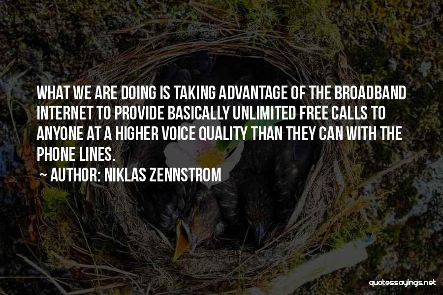 Niklas Zennstrom Quotes: What We Are Doing Is Taking Advantage Of The Broadband Internet To Provide Basically Unlimited Free Calls To Anyone At