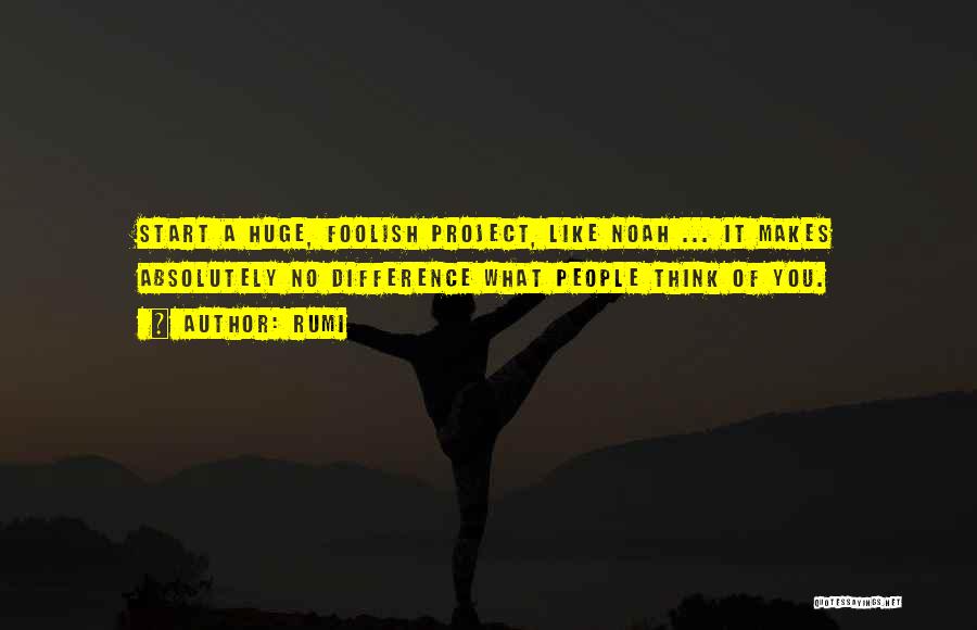 Rumi Quotes: Start A Huge, Foolish Project, Like Noah ... It Makes Absolutely No Difference What People Think Of You.