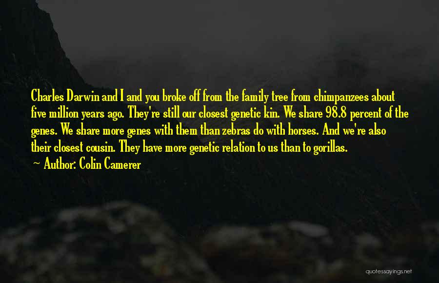 Colin Camerer Quotes: Charles Darwin And I And You Broke Off From The Family Tree From Chimpanzees About Five Million Years Ago. They're