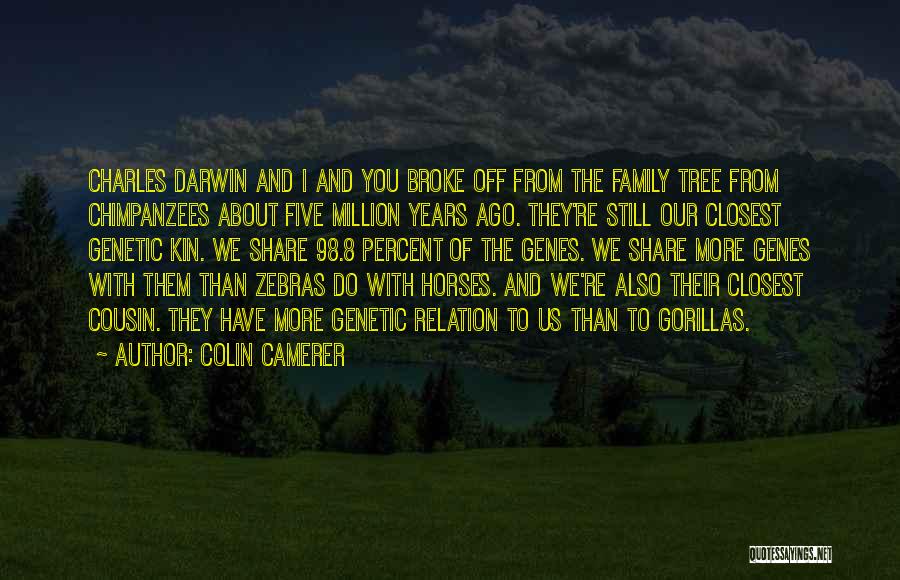 Colin Camerer Quotes: Charles Darwin And I And You Broke Off From The Family Tree From Chimpanzees About Five Million Years Ago. They're