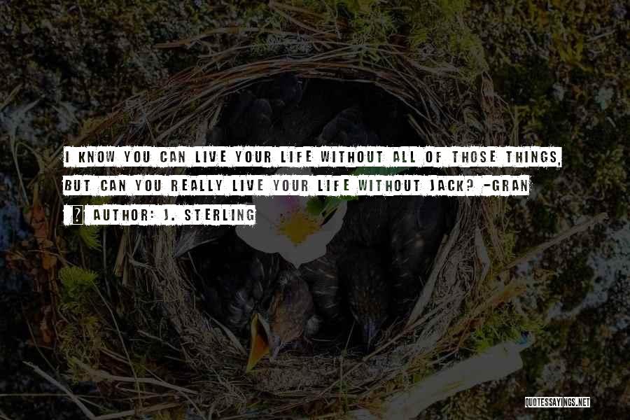 J. Sterling Quotes: I Know You Can Live Your Life Without All Of Those Things, But Can You Really Live Your Life Without