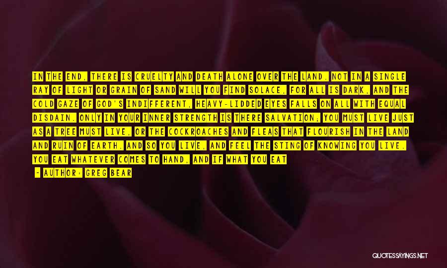 Greg Bear Quotes: In The End, There Is Cruelty And Death Alone Over The Land. Not In A Single Ray Of Light Or