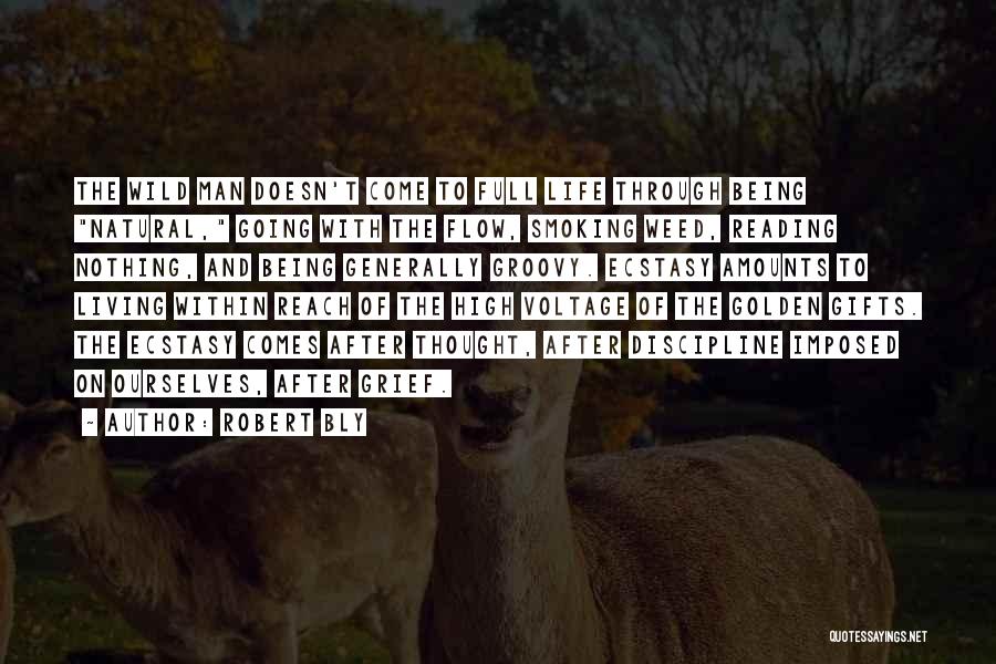 Robert Bly Quotes: The Wild Man Doesn't Come To Full Life Through Being Natural, Going With The Flow, Smoking Weed, Reading Nothing, And