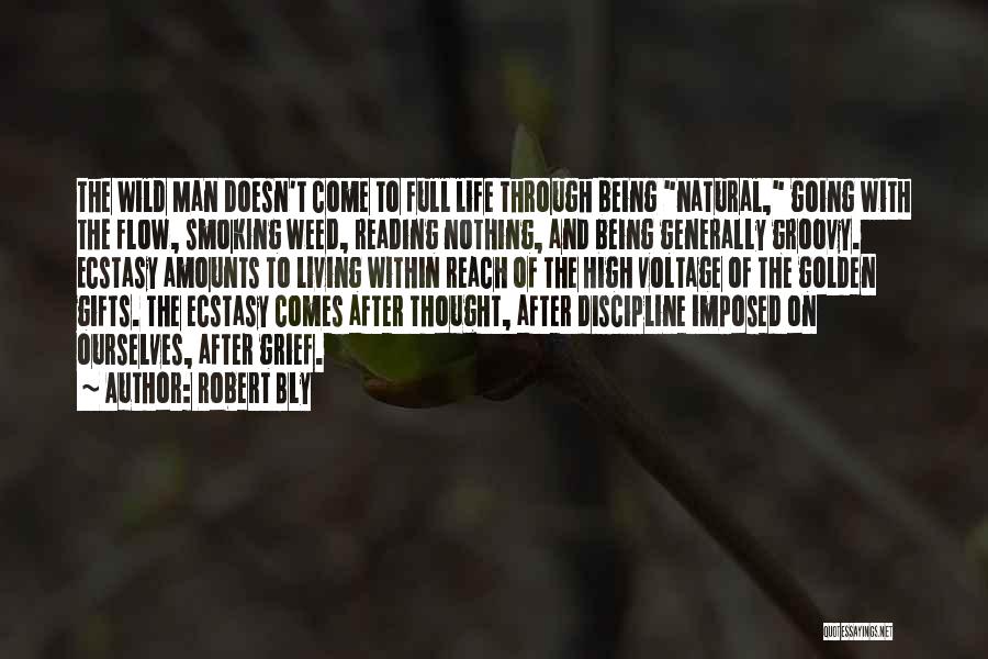 Robert Bly Quotes: The Wild Man Doesn't Come To Full Life Through Being Natural, Going With The Flow, Smoking Weed, Reading Nothing, And