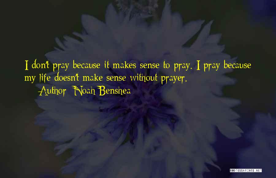 Noah Benshea Quotes: I Don't Pray Because It Makes Sense To Pray. I Pray Because My Life Doesn't Make Sense Without Prayer.