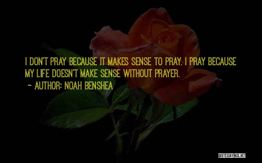 Noah Benshea Quotes: I Don't Pray Because It Makes Sense To Pray. I Pray Because My Life Doesn't Make Sense Without Prayer.