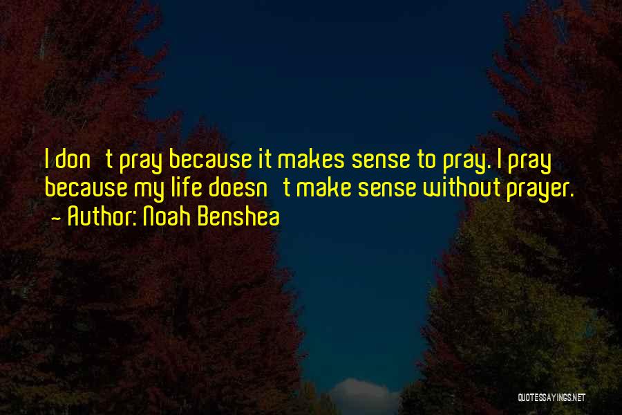 Noah Benshea Quotes: I Don't Pray Because It Makes Sense To Pray. I Pray Because My Life Doesn't Make Sense Without Prayer.