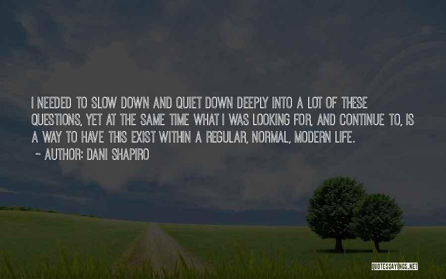 Dani Shapiro Quotes: I Needed To Slow Down And Quiet Down Deeply Into A Lot Of These Questions, Yet At The Same Time