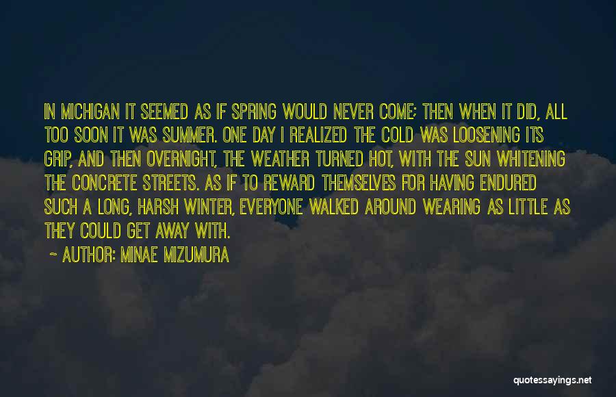 Minae Mizumura Quotes: In Michigan It Seemed As If Spring Would Never Come; Then When It Did, All Too Soon It Was Summer.