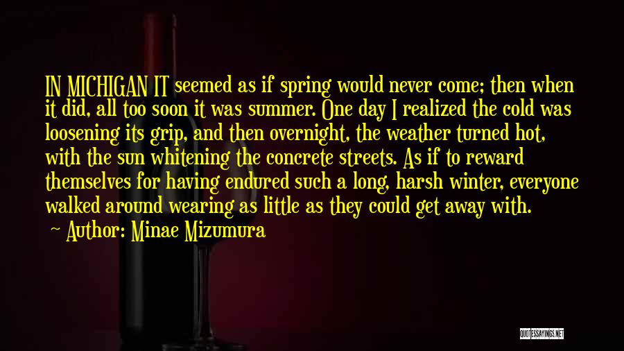 Minae Mizumura Quotes: In Michigan It Seemed As If Spring Would Never Come; Then When It Did, All Too Soon It Was Summer.