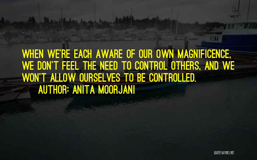 Anita Moorjani Quotes: When We're Each Aware Of Our Own Magnificence, We Don't Feel The Need To Control Others, And We Won't Allow