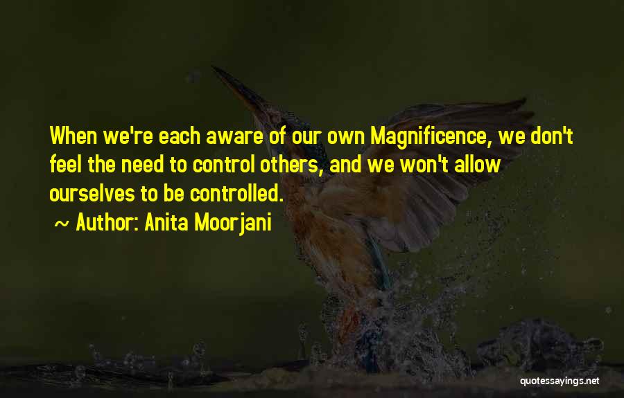 Anita Moorjani Quotes: When We're Each Aware Of Our Own Magnificence, We Don't Feel The Need To Control Others, And We Won't Allow