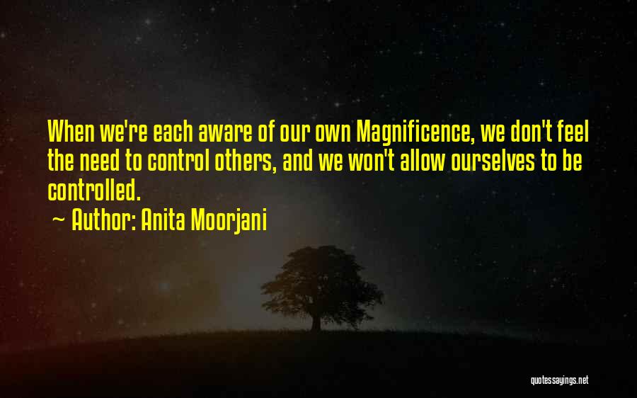 Anita Moorjani Quotes: When We're Each Aware Of Our Own Magnificence, We Don't Feel The Need To Control Others, And We Won't Allow