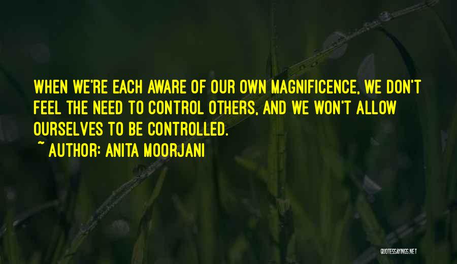 Anita Moorjani Quotes: When We're Each Aware Of Our Own Magnificence, We Don't Feel The Need To Control Others, And We Won't Allow