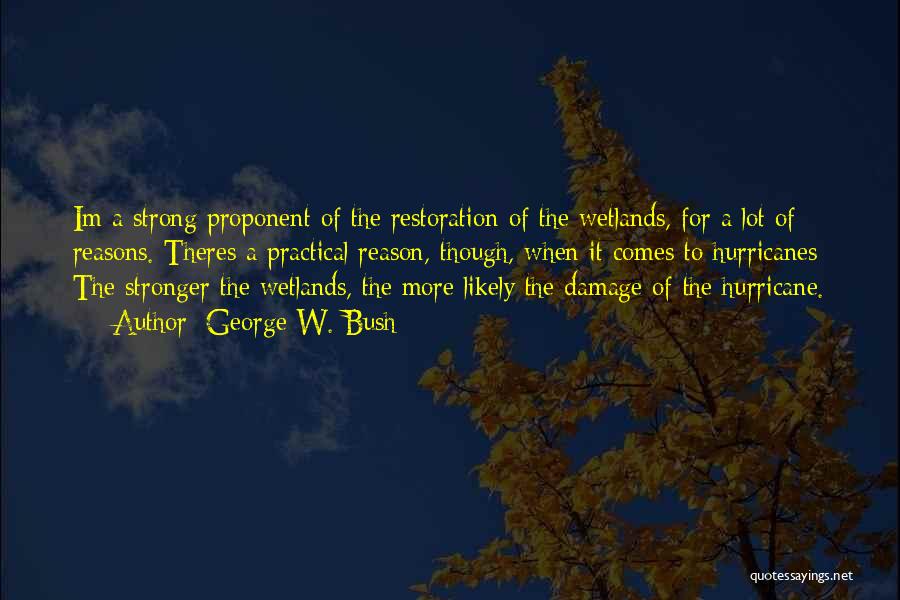 George W. Bush Quotes: Im A Strong Proponent Of The Restoration Of The Wetlands, For A Lot Of Reasons. Theres A Practical Reason, Though,