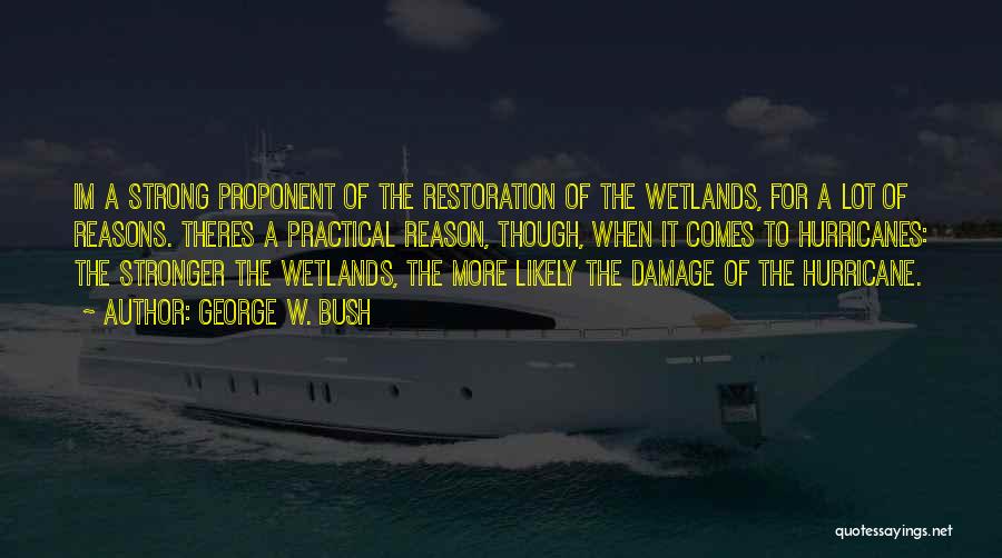 George W. Bush Quotes: Im A Strong Proponent Of The Restoration Of The Wetlands, For A Lot Of Reasons. Theres A Practical Reason, Though,