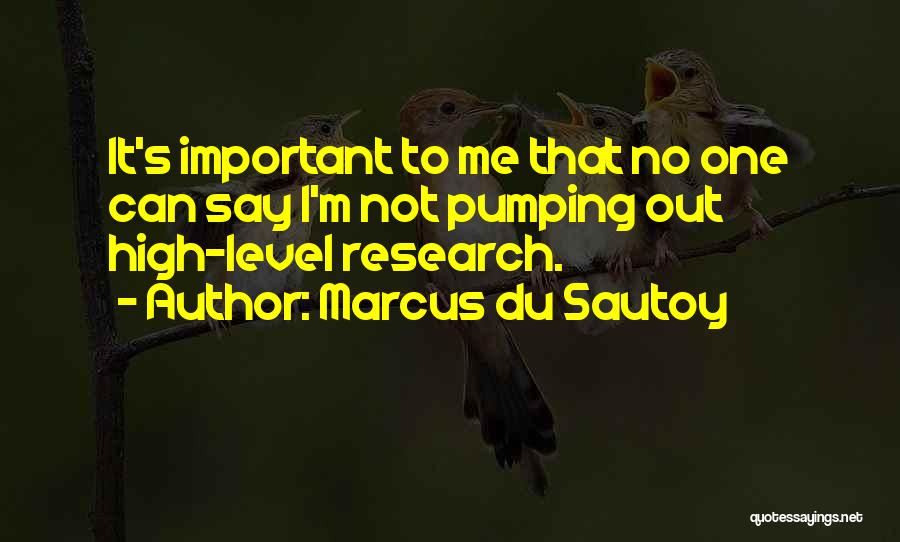 Marcus Du Sautoy Quotes: It's Important To Me That No One Can Say I'm Not Pumping Out High-level Research.