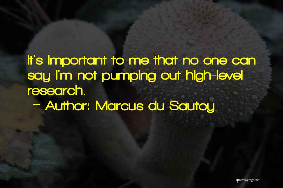 Marcus Du Sautoy Quotes: It's Important To Me That No One Can Say I'm Not Pumping Out High-level Research.