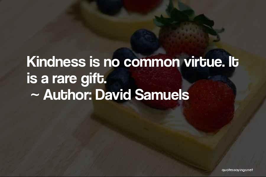 David Samuels Quotes: Kindness Is No Common Virtue. It Is A Rare Gift.