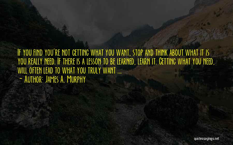 James A. Murphy Quotes: If You Find You're Not Getting What You Want, Stop And Think About What It Is You Really Need. If