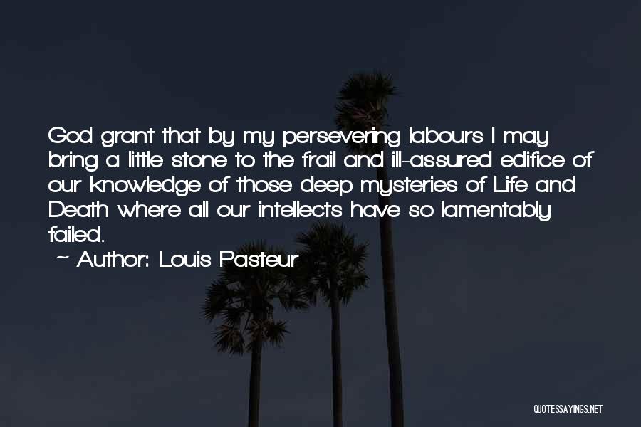 Louis Pasteur Quotes: God Grant That By My Persevering Labours I May Bring A Little Stone To The Frail And Ill-assured Edifice Of