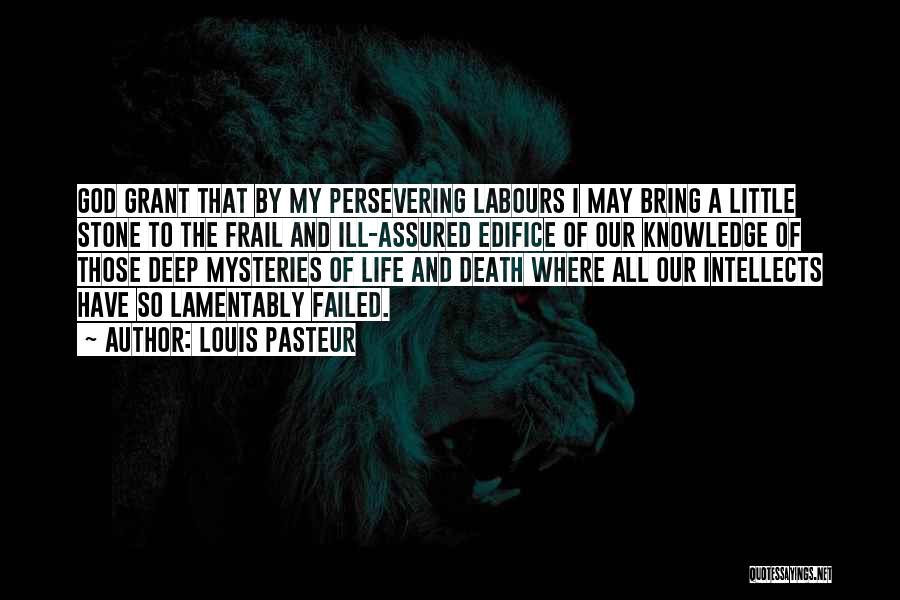 Louis Pasteur Quotes: God Grant That By My Persevering Labours I May Bring A Little Stone To The Frail And Ill-assured Edifice Of