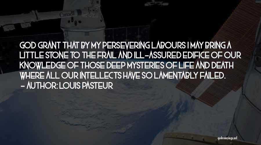 Louis Pasteur Quotes: God Grant That By My Persevering Labours I May Bring A Little Stone To The Frail And Ill-assured Edifice Of