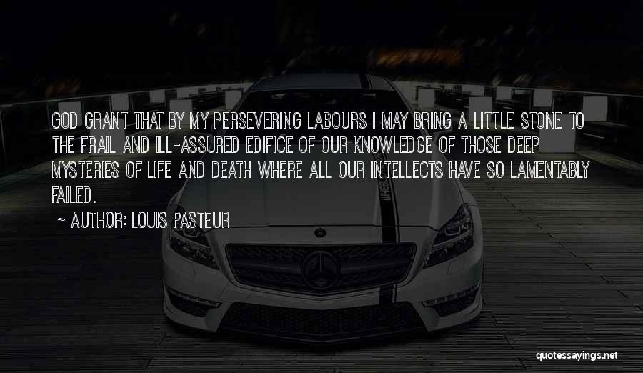 Louis Pasteur Quotes: God Grant That By My Persevering Labours I May Bring A Little Stone To The Frail And Ill-assured Edifice Of