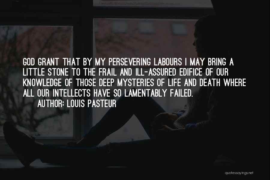 Louis Pasteur Quotes: God Grant That By My Persevering Labours I May Bring A Little Stone To The Frail And Ill-assured Edifice Of