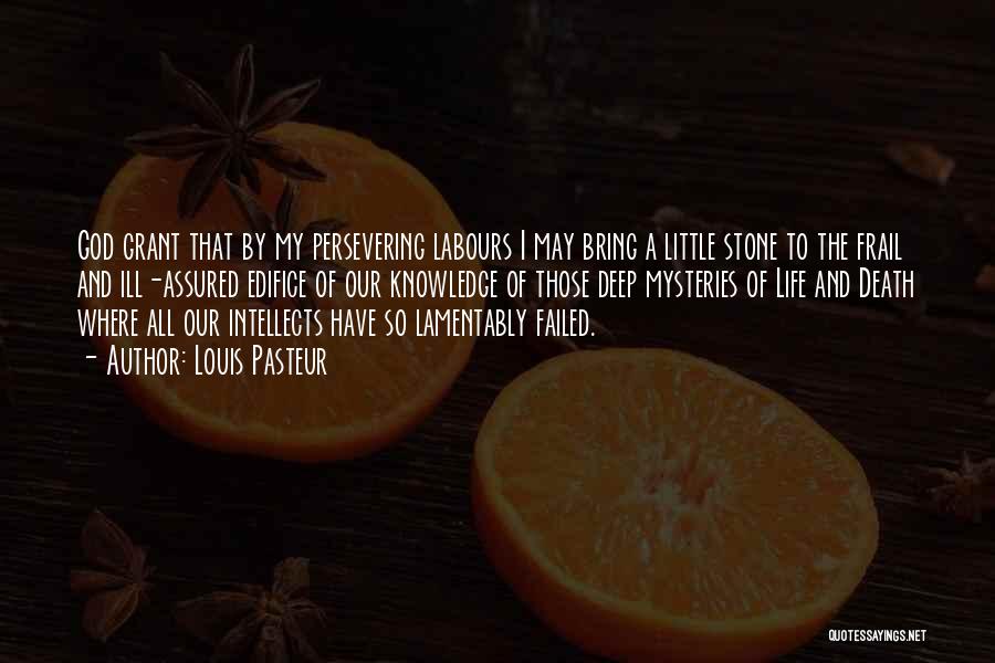 Louis Pasteur Quotes: God Grant That By My Persevering Labours I May Bring A Little Stone To The Frail And Ill-assured Edifice Of