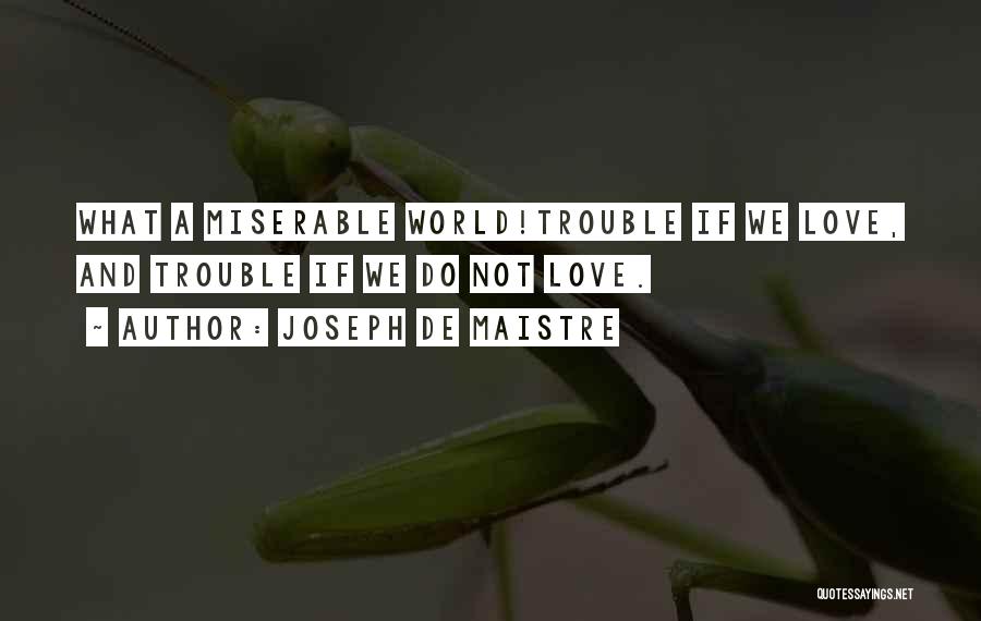 Joseph De Maistre Quotes: What A Miserable World!trouble If We Love, And Trouble If We Do Not Love.