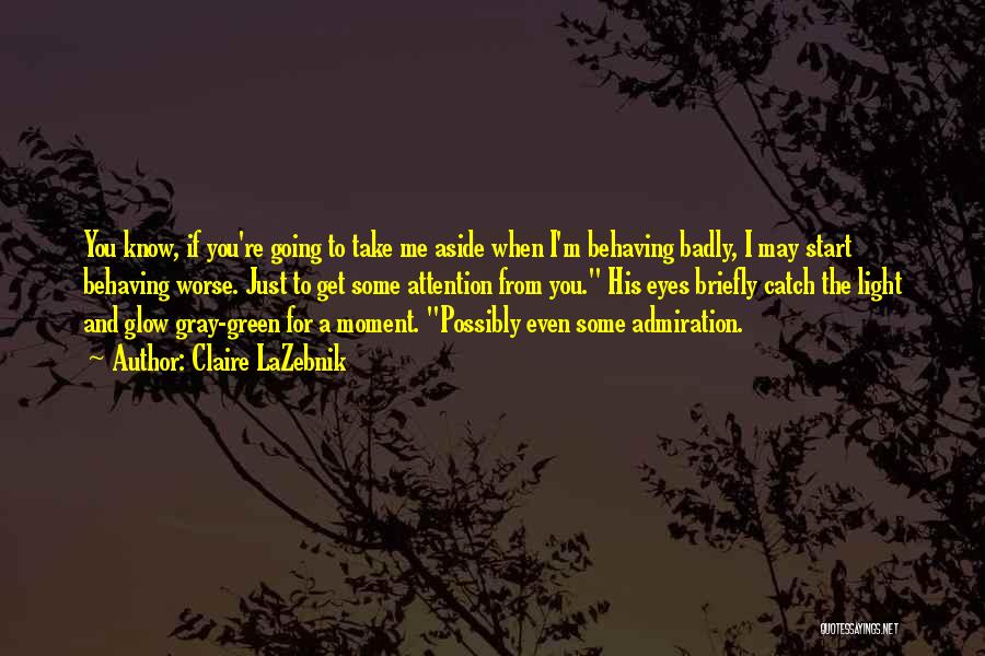 Claire LaZebnik Quotes: You Know, If You're Going To Take Me Aside When I'm Behaving Badly, I May Start Behaving Worse. Just To