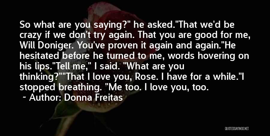 Donna Freitas Quotes: So What Are You Saying? He Asked.that We'd Be Crazy If We Don't Try Again. That You Are Good For