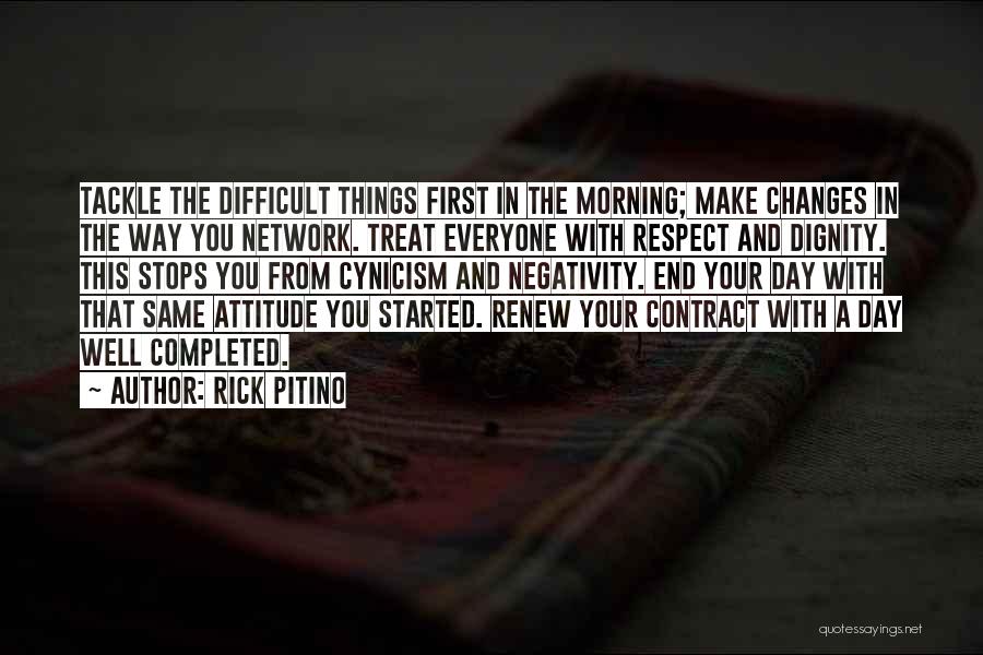 Rick Pitino Quotes: Tackle The Difficult Things First In The Morning; Make Changes In The Way You Network. Treat Everyone With Respect And