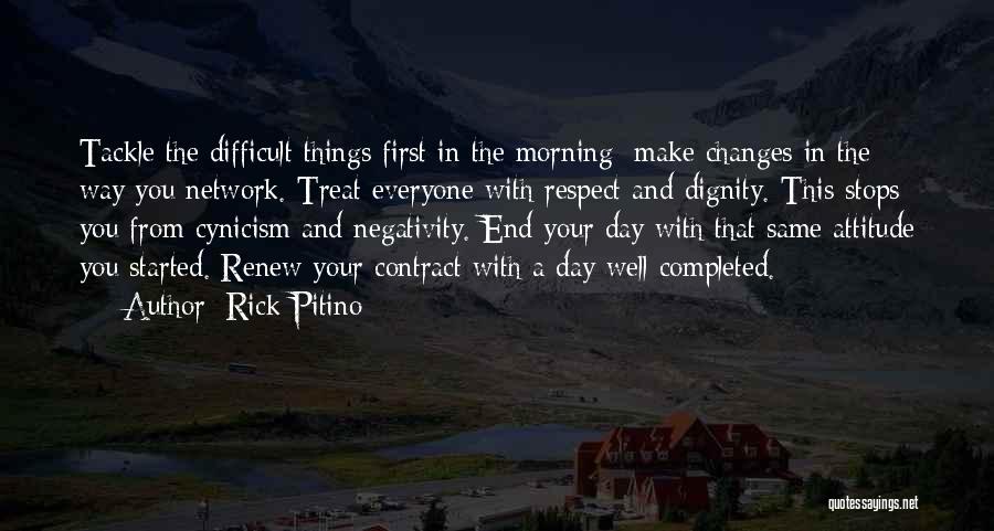 Rick Pitino Quotes: Tackle The Difficult Things First In The Morning; Make Changes In The Way You Network. Treat Everyone With Respect And