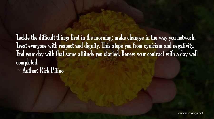 Rick Pitino Quotes: Tackle The Difficult Things First In The Morning; Make Changes In The Way You Network. Treat Everyone With Respect And