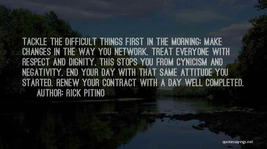 Rick Pitino Quotes: Tackle The Difficult Things First In The Morning; Make Changes In The Way You Network. Treat Everyone With Respect And