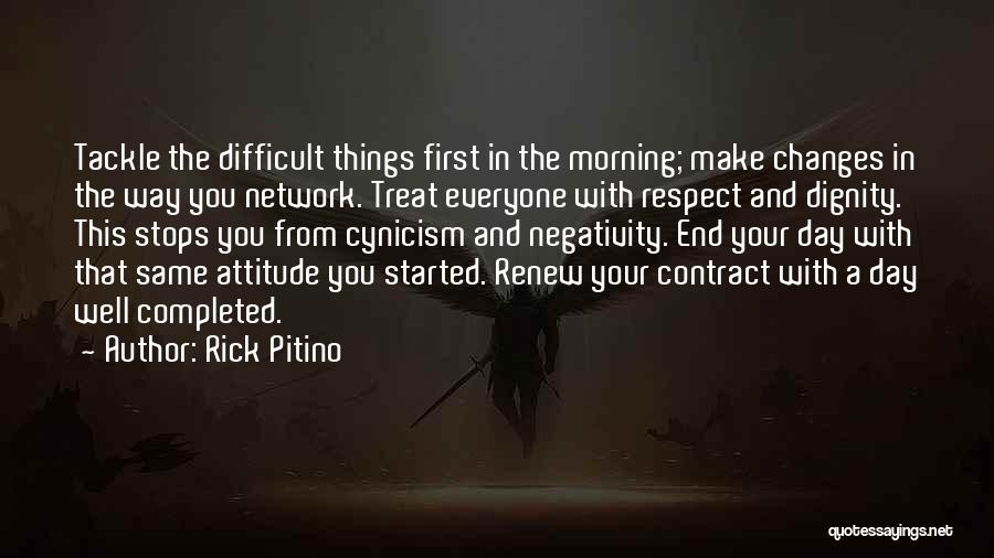 Rick Pitino Quotes: Tackle The Difficult Things First In The Morning; Make Changes In The Way You Network. Treat Everyone With Respect And