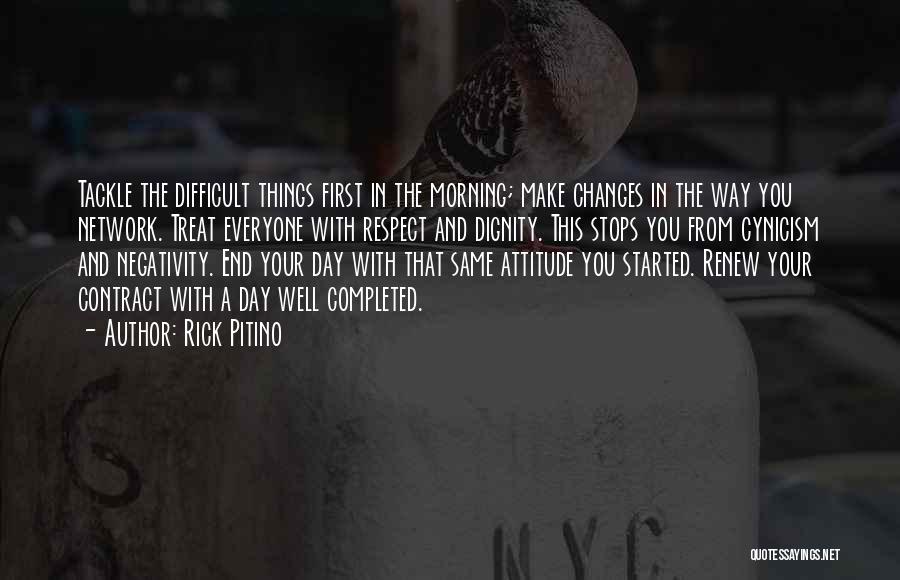 Rick Pitino Quotes: Tackle The Difficult Things First In The Morning; Make Changes In The Way You Network. Treat Everyone With Respect And