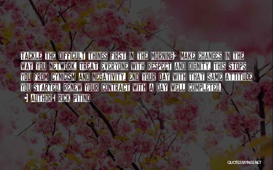 Rick Pitino Quotes: Tackle The Difficult Things First In The Morning; Make Changes In The Way You Network. Treat Everyone With Respect And