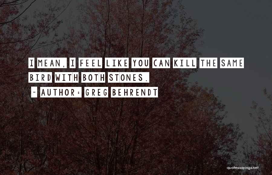 Greg Behrendt Quotes: I Mean, I Feel Like You Can Kill The Same Bird With Both Stones.