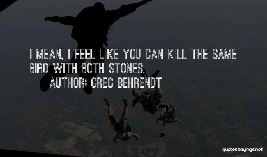 Greg Behrendt Quotes: I Mean, I Feel Like You Can Kill The Same Bird With Both Stones.