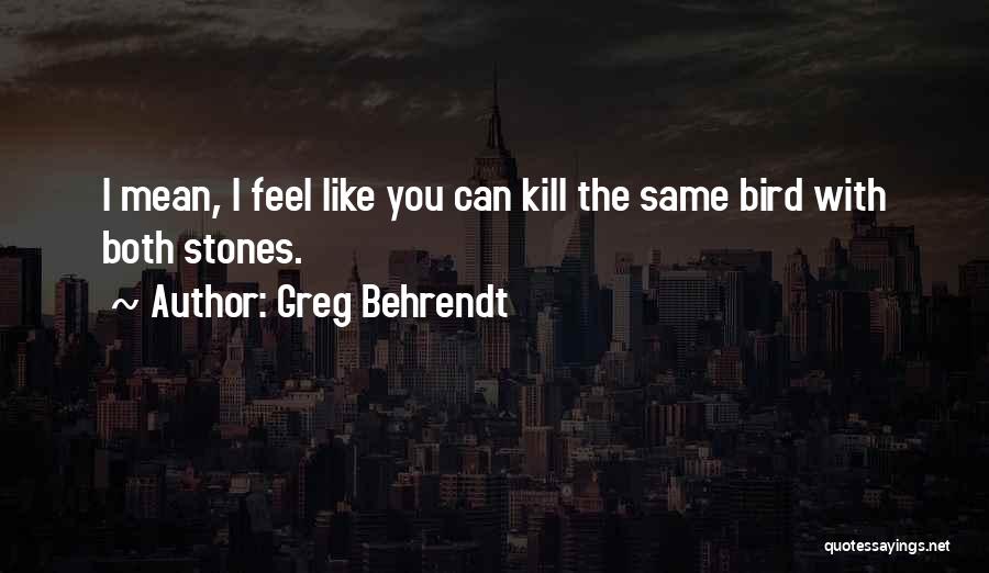 Greg Behrendt Quotes: I Mean, I Feel Like You Can Kill The Same Bird With Both Stones.