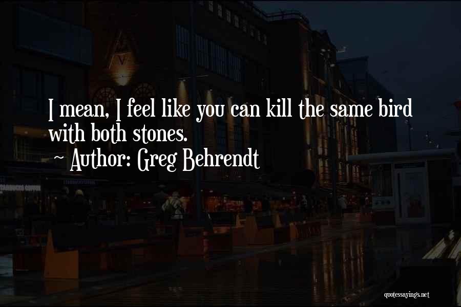 Greg Behrendt Quotes: I Mean, I Feel Like You Can Kill The Same Bird With Both Stones.