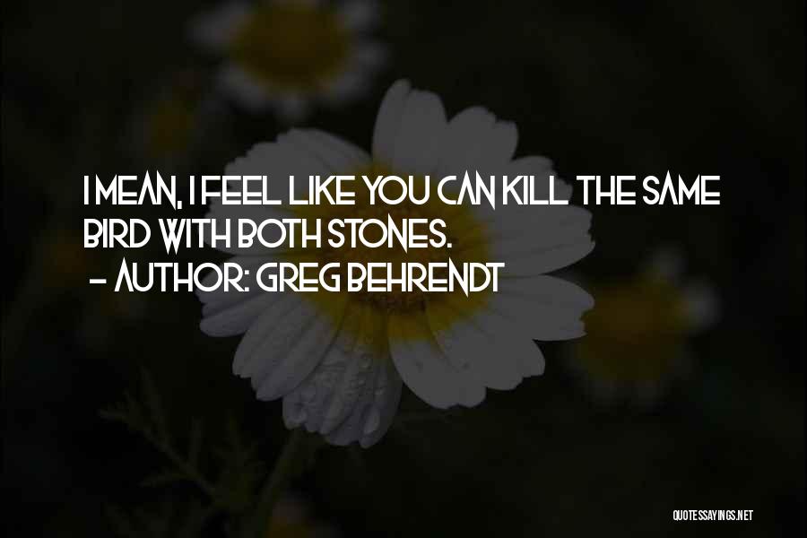 Greg Behrendt Quotes: I Mean, I Feel Like You Can Kill The Same Bird With Both Stones.